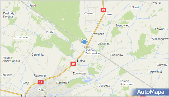 mapa Bedlno Radzyńskie, Bedlno Radzyńskie na mapie Targeo